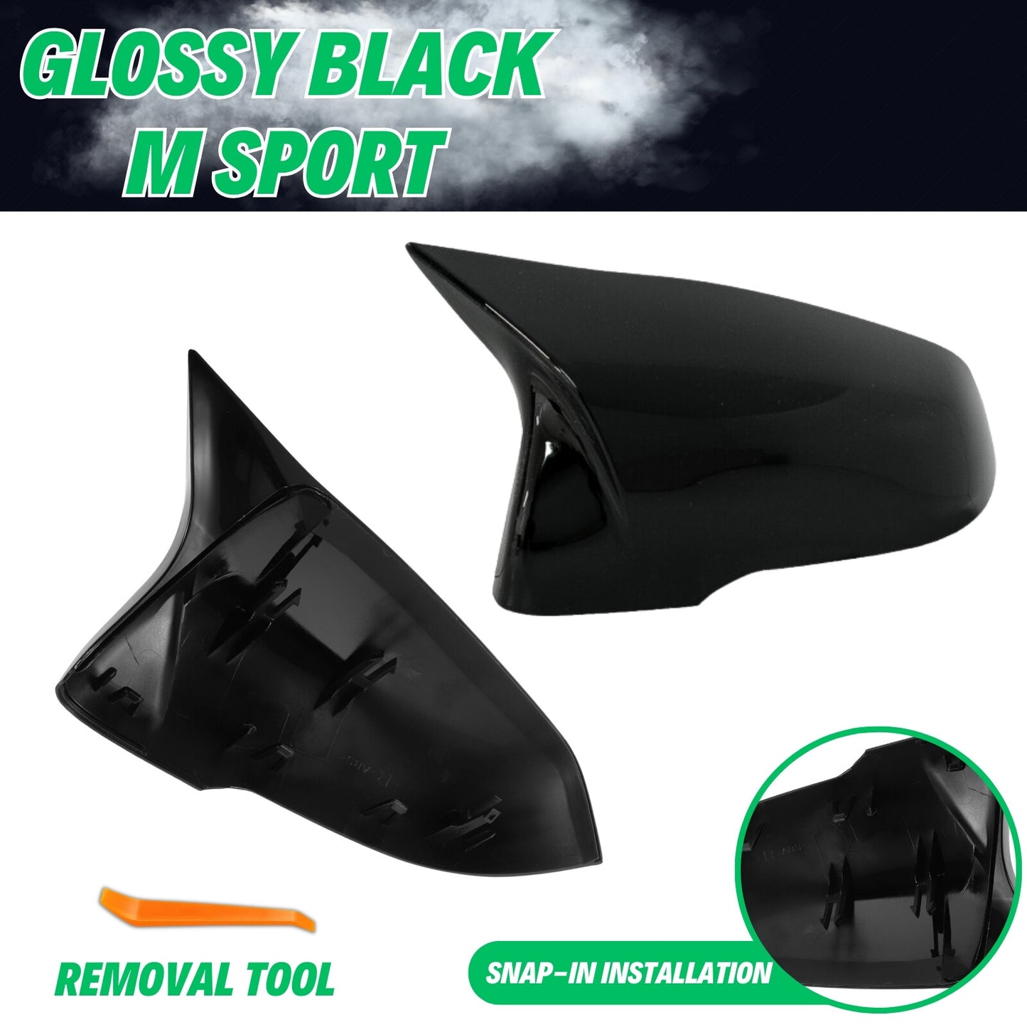 Glossy black side mirror covers for BMW X1 F48 F49 X2 F39 F40 Z4 for Toyota Supra