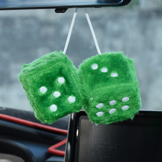 6CM Fuzzy Plush Dice Retro Square Plush Hanging Mirror Fuzzy Dices Car Decor