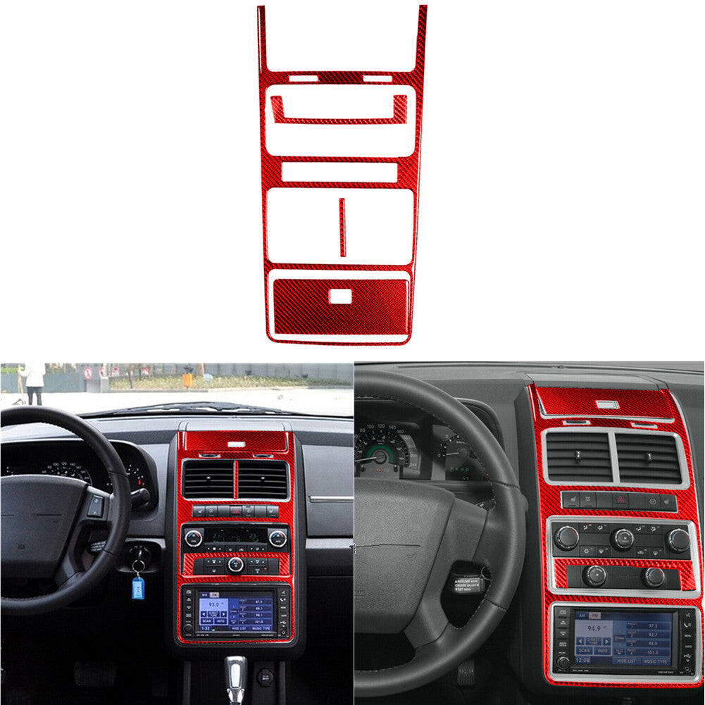 4Pcs Central Console Panel Trim B Carbon Fiber for Dodge Journey 2009-10 SXT Red