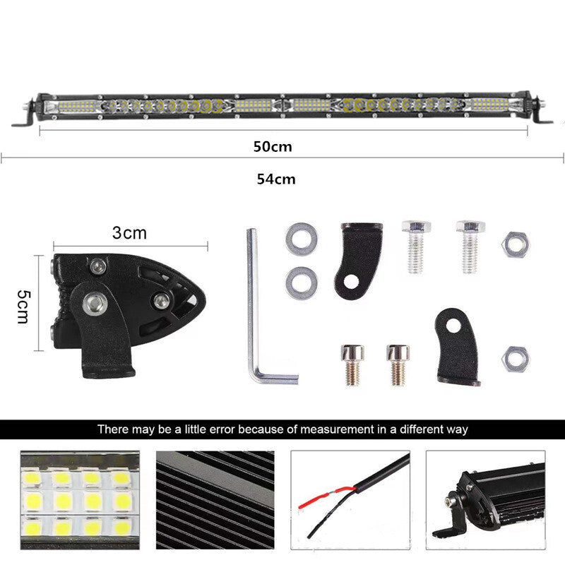 DC12V Car 40Led Light Bar Slim Offroad Spot Flood Combo LED Bar Work Light Lamp