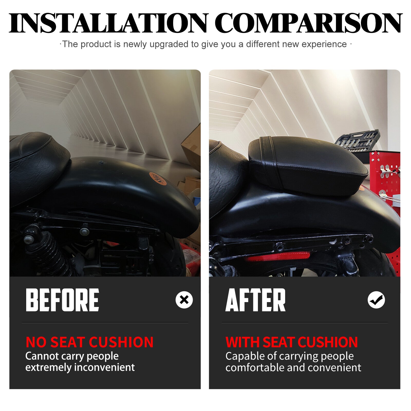 Rear Passenger for Seat Pillion Pad for Harley Sportster Iron 883 1200 48 72 10-2015