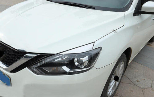 2X Chrome Front Eyebrow headlight Eyelid Cover Trim for Nissan Sentra 2016-2019