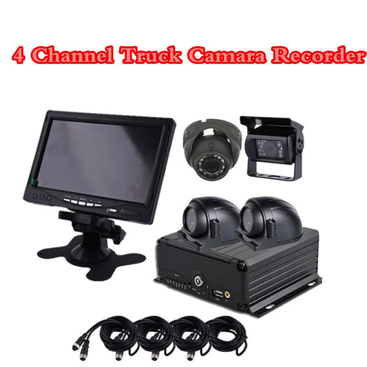 Car Truck Bus 4 Channel Truck Camara Recorder 7In Monitor MDVR Mobile Video DVR