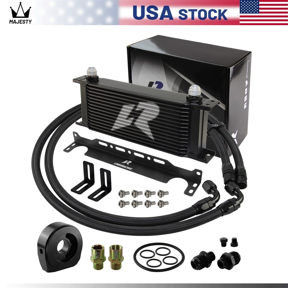 LR 15 Row AN10 Oil cooler w/Bracket+Filter Adapter Hose Kit 3/416  M201.5 BK