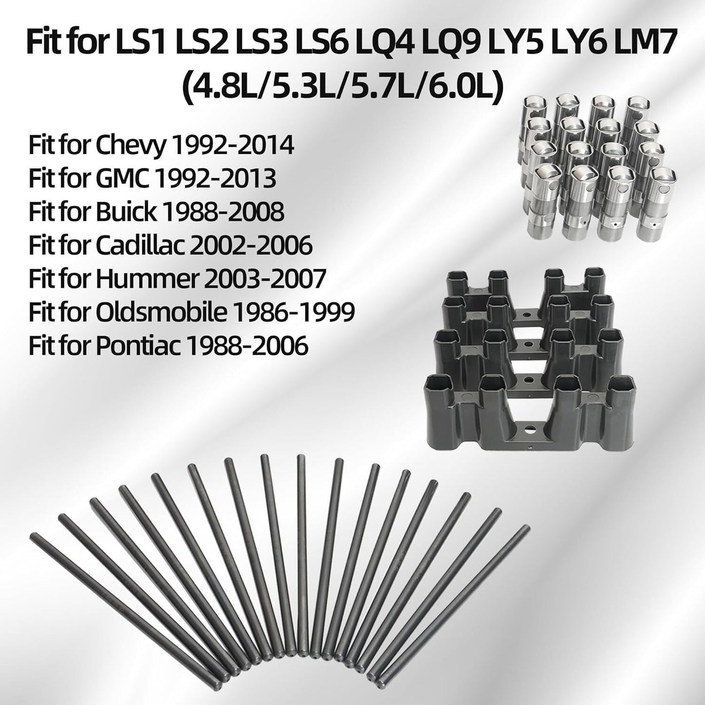 LS7 Lifters + Pushrods FITS LS1 LS2 LS3 LS6 LQ4 LQ9 LY5 LY6 LM7 4.8 5.3 5.7 6.0