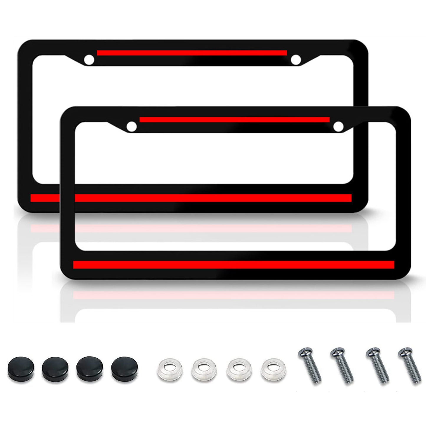 2x Metal Red Line Car License Plate Frame Tag Cover for Chevy Silverado 1500