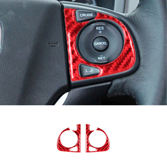 Red Carbon Fiber Steering Wheel Buttons Trim for Honda CRV CR-V 2012-2016 Type-B