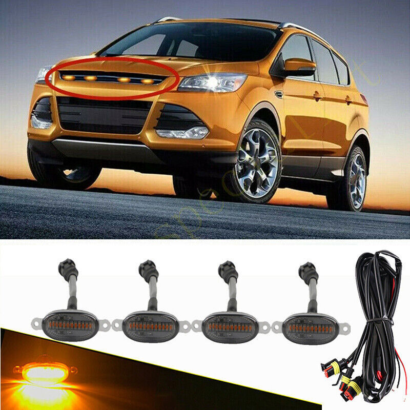 for Ford Escape 2010-2024 smoke Style Front Grill LED Marker Light Kit