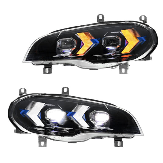 for BMW X5 E70 07-08 09 10 2013 Headlights Upgrade DRL LED Projector Headlamp 2x