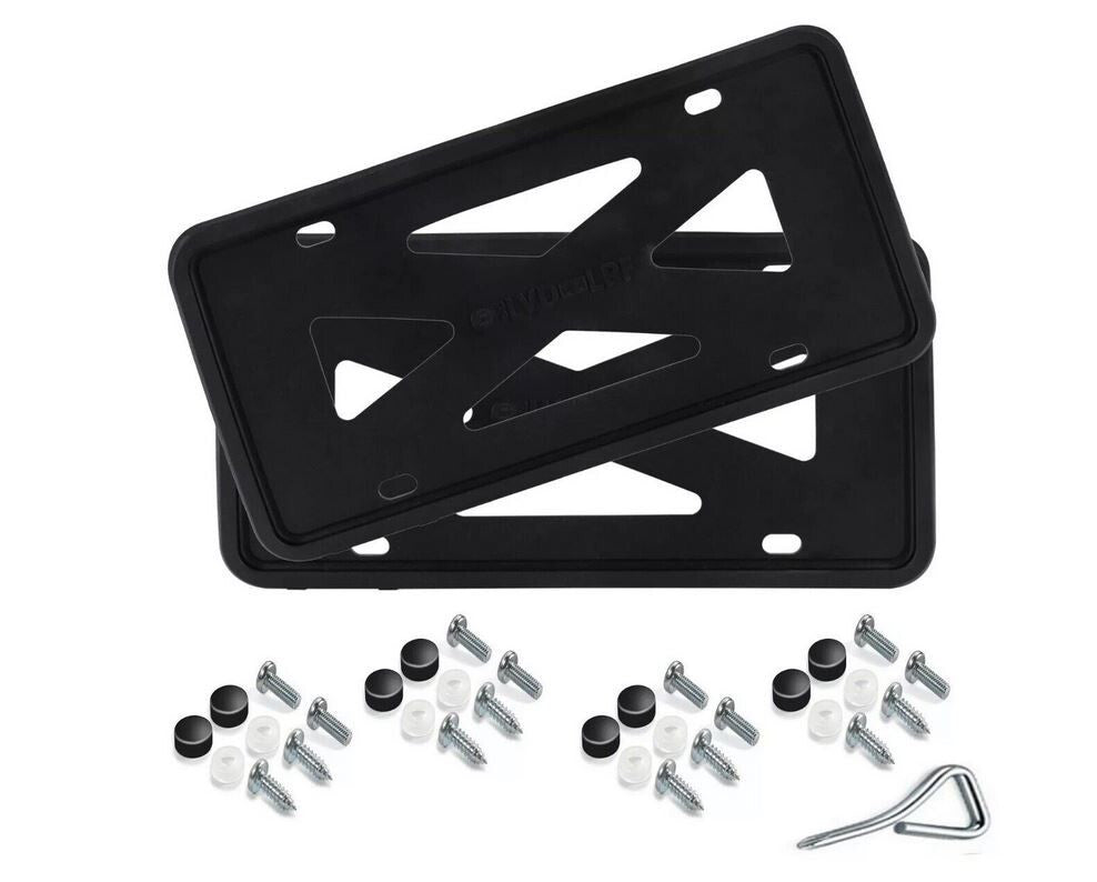 2-Piece Car License Plate Frame Cover Cap Trunk Black Silicone Suitable for GMC