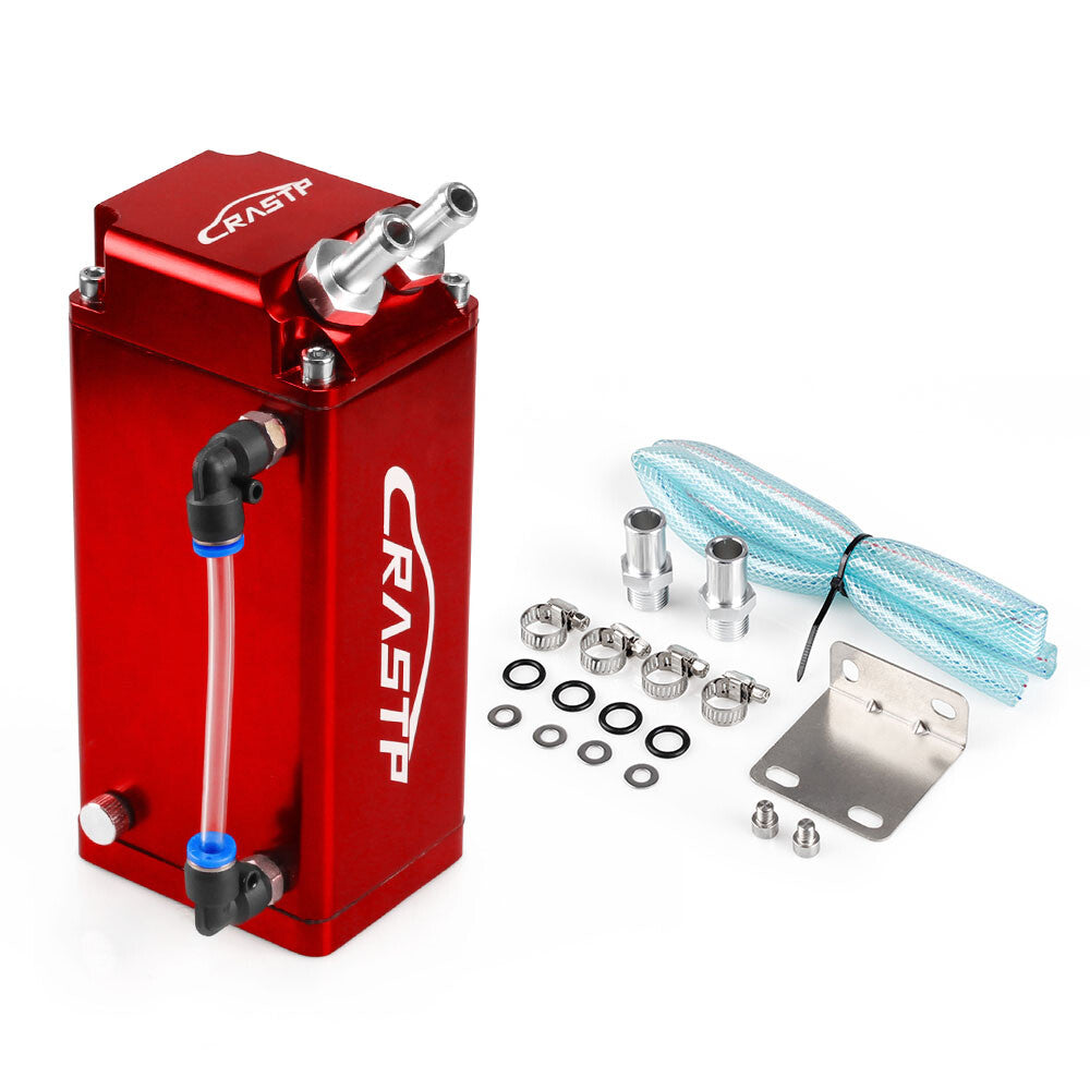 Square Shape Engine Oil Catch Can Tank Reservoir Breather Fuel Tank Red