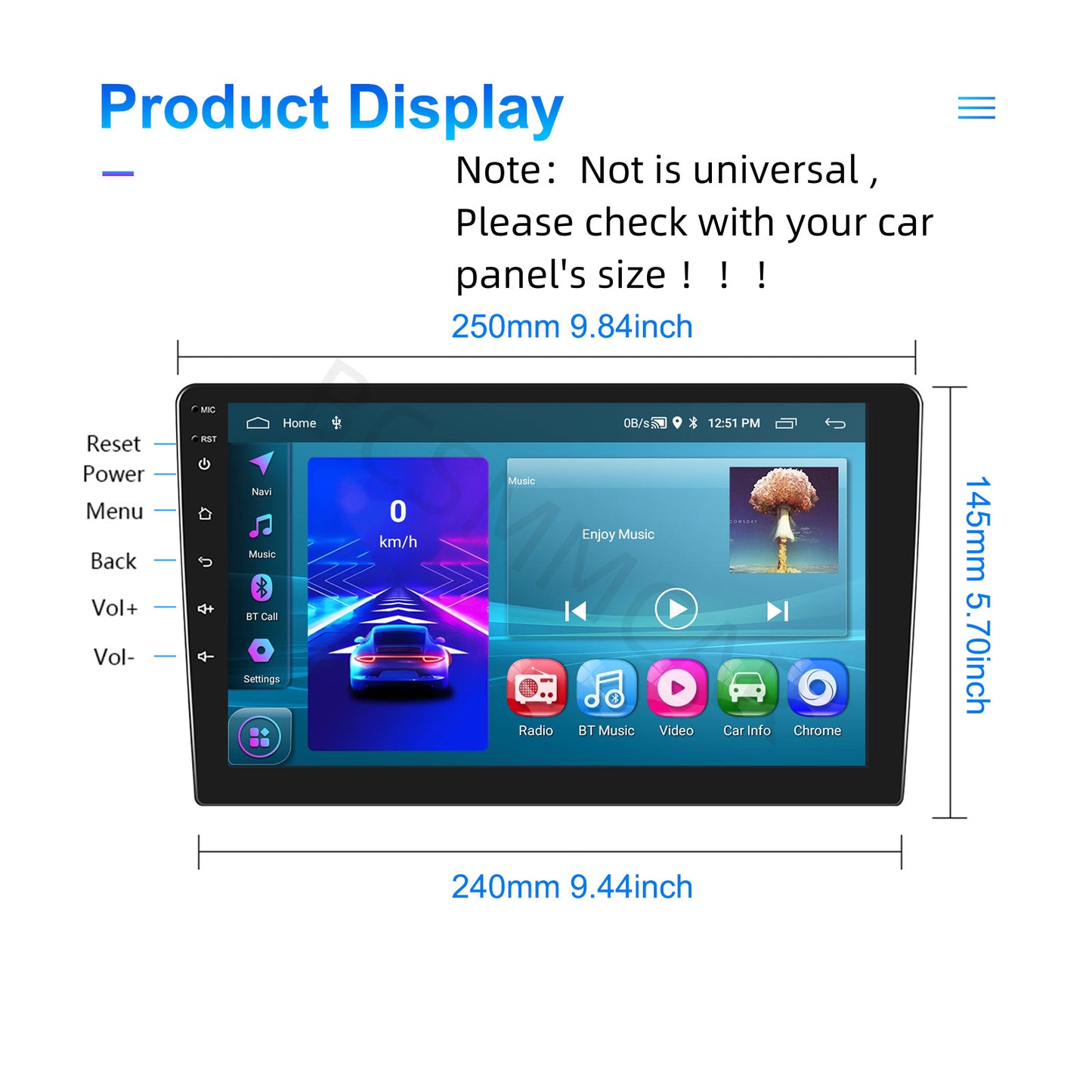 Android Car Radio For CarPlay Android Auto 10in Double 2 Din Multimedia Player