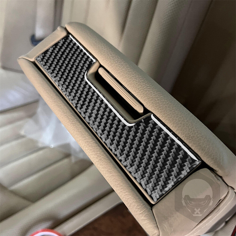 Carbon Fiber Rear Armrest Box Switch Panel Cover for Benz CLS Class C219 2004-09