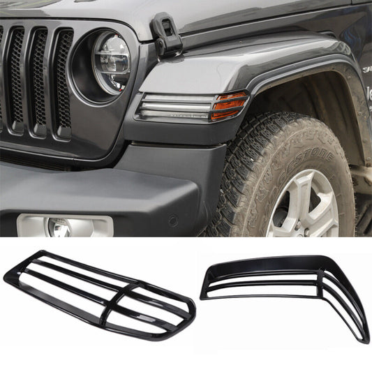 for Jeep for Wrangler JL JLU JT 2018-2024 Black Front Wheel Eyebrow Lamp Cover Trim
