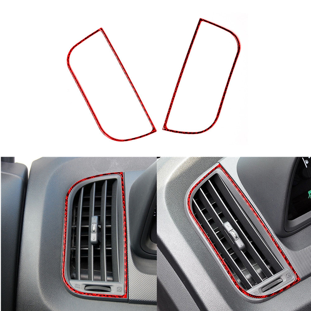 2pcs Carbon Fiber Air Conditioner Out Trim Cover for Dodge Journey 2009-2010 Red