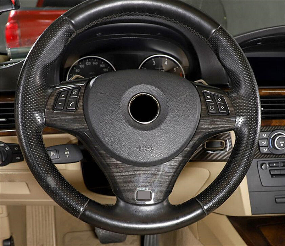 Black Wood ABS Steering Wheel Panel Cover for BMW 3 Series E90 E92 E93 2005-2012
