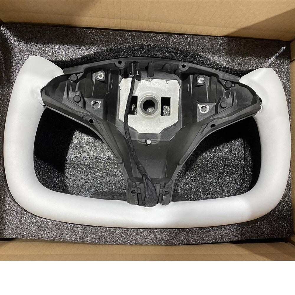 Carbon fiber steering wheel for Tesla Model X/S 2014-2023, heated leather.