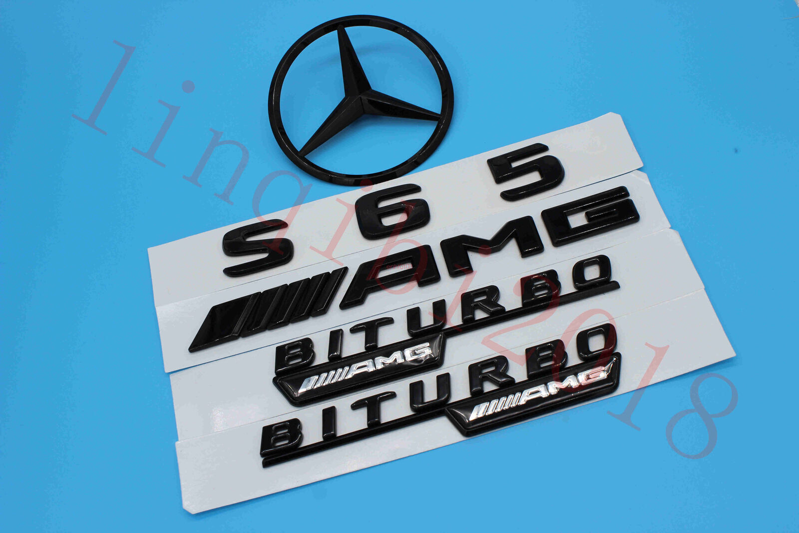 Gloss Black S65 Trunk Logo Sticker Decal Emblem Badge Package for W221 S300 S400