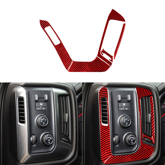 5X Red Carbon Fiber Driver Side Air Vent Trim For Silverado for GMC for SIERRA 2014-18