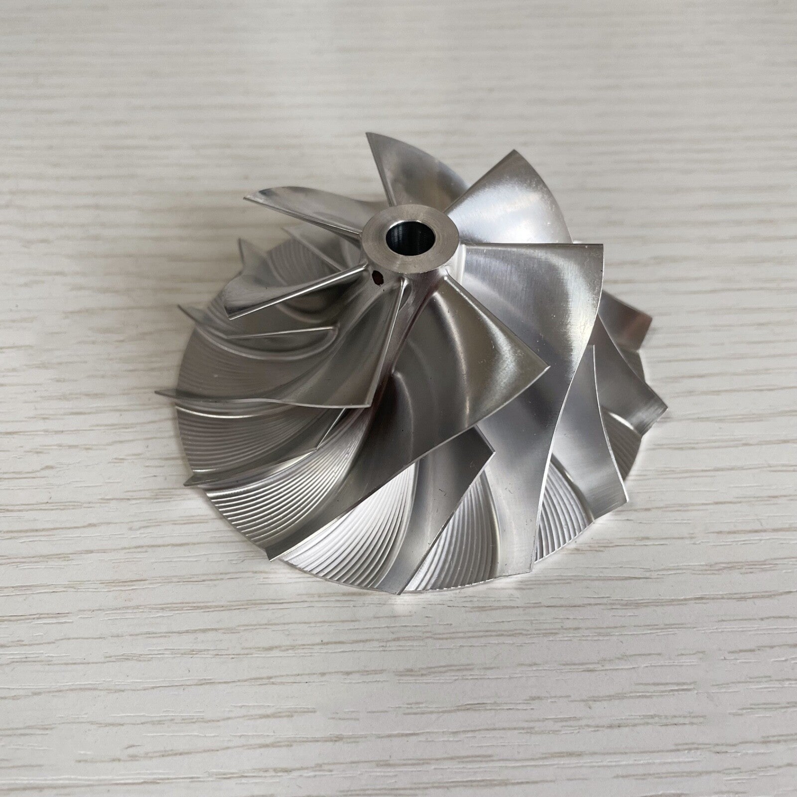 Custom reverse 59.87/86.01 mm 7+7 blade high-performance billet compressor wheel