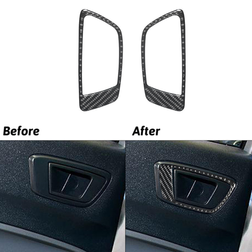 2Pcs Carbon Fiber Rear Door Handle Frame Cover Trim for Ford Fiesta 2011-2015