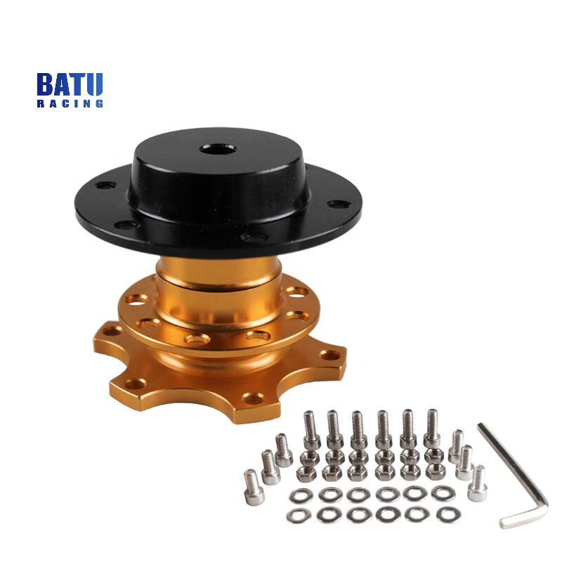 Gold 6-Holes Steering Wheel Quick Release Snap off Hub Adapter Boss Kit