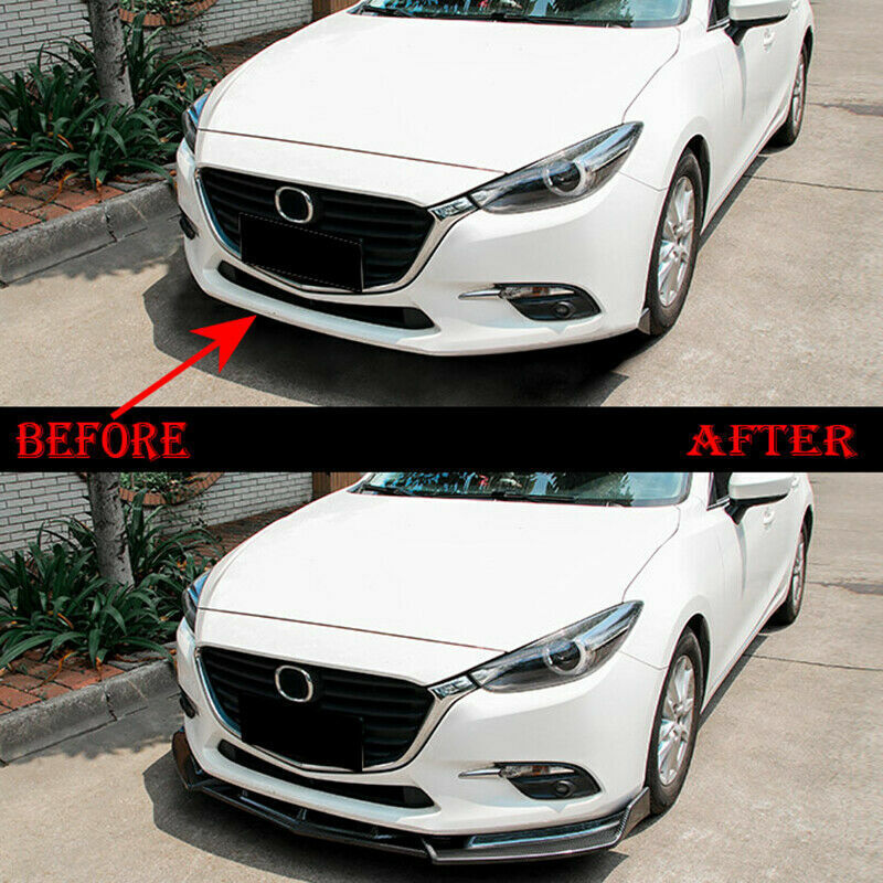 3x for Mazda 3 Axela 14-18 Matte Black Front Bumper Lip Chin Spoiler Body Kit