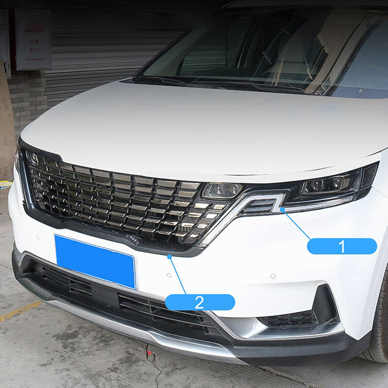 for Kia Carnival 2022-2023 Carbon Fiber Front Bumper Grille Grills Moulding Trim