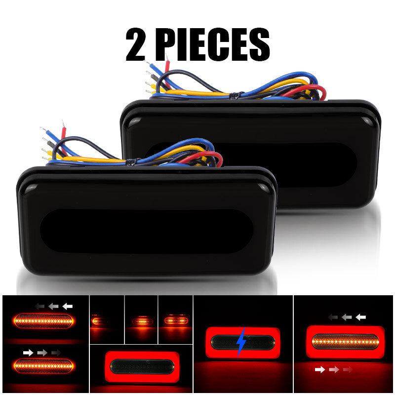 Universal Truck Sequential LED Light Bar Tail Lamp Turn Signal DRL Red/Amber ATV