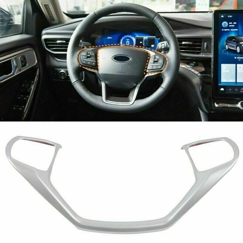 Fit for Ford Explorer 2020-2022 ABS Matte Silver Inner Steering Wheel Cover Trim