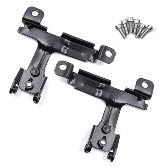 A pair of front grille mounting rally light brackets suitable for 2014 and later for Mini Cooper F55 F56 F57 models.