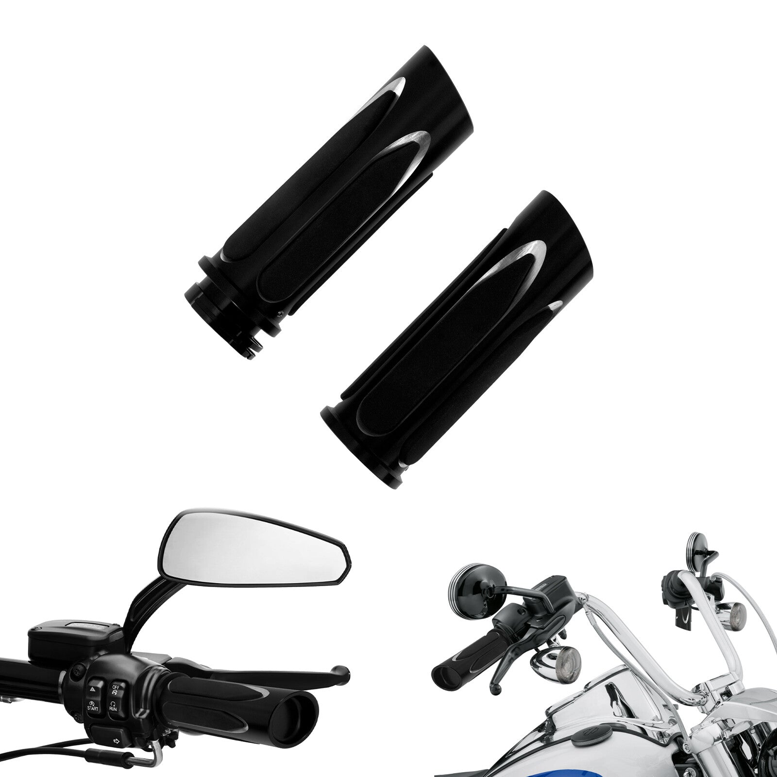 CNC 1 Handlebar Hand Grips for Harley Touring Road King Electra Glide 1996-2007