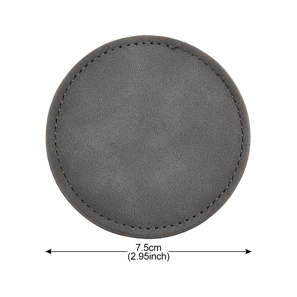 4x Car Coasters 7.5cm Suede Car Coasters Universal Car Drink Cup Mat Grey