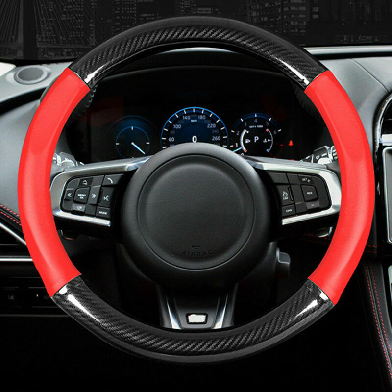 for Jaguar F-PACE 2016-2020 Soft Carbon Fiber Car Steering Wheel Cover Protector