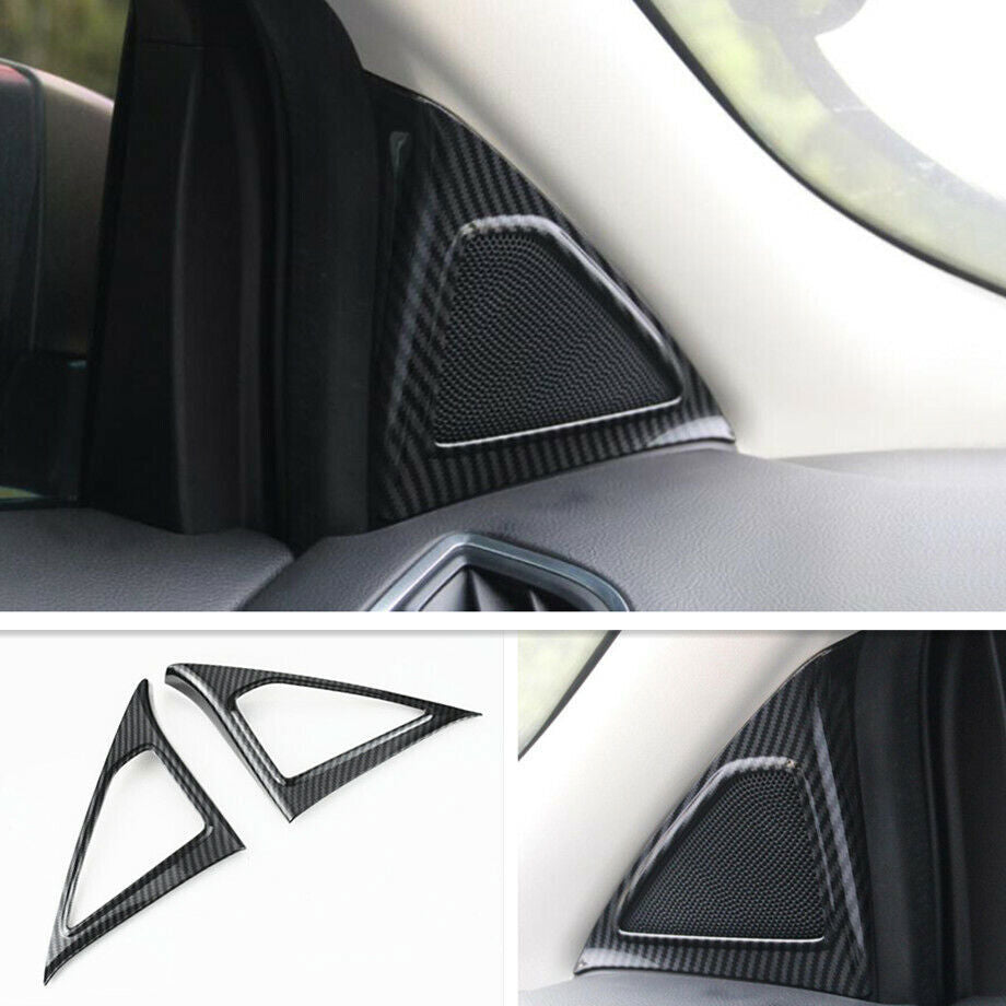 for Ford Escape Kuga 2013-2019 Carbon ABS Front Door Stereo Speaker Cover Trims