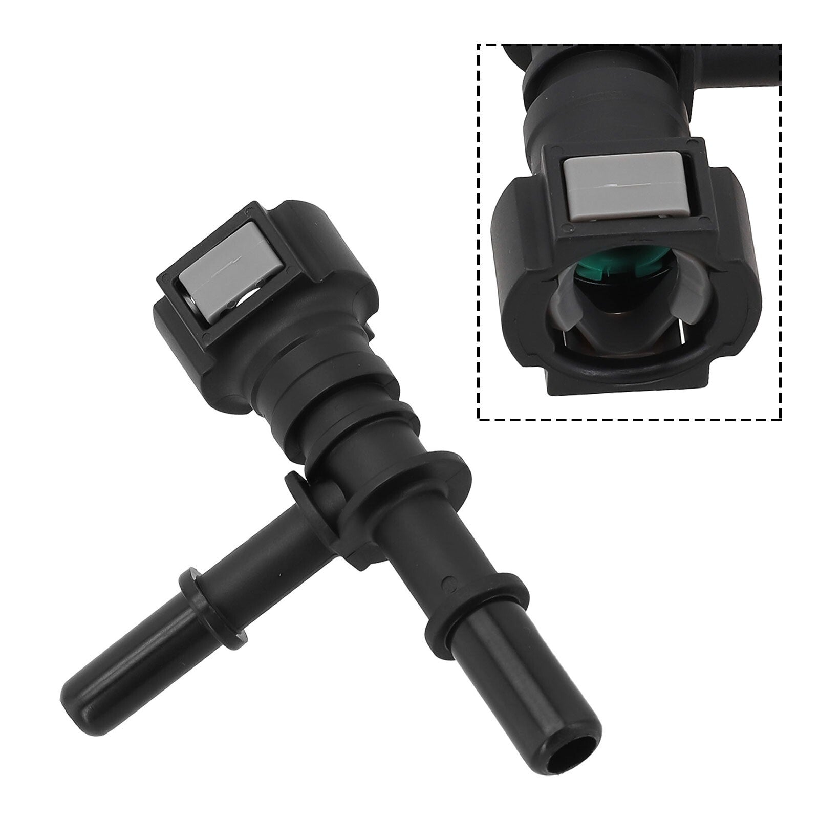 Tight and secure fuel hose connector with integrated seal to prevent leaks.