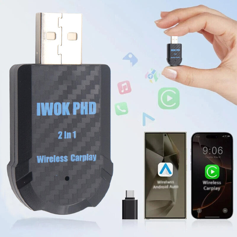 USB Wireless CarPlay Adapter Converter for iPhone Apple Wireless CarPlay - Plug and Play