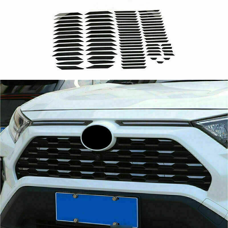 Black titanium Front Bumper Mesh Grille Decor Stickers for Toyota RAV4 2019-2024