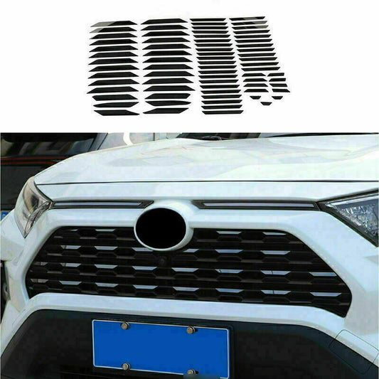 Black titanium Front Bumper Mesh Grille Decor Stickers for Toyota RAV4 2019-2024