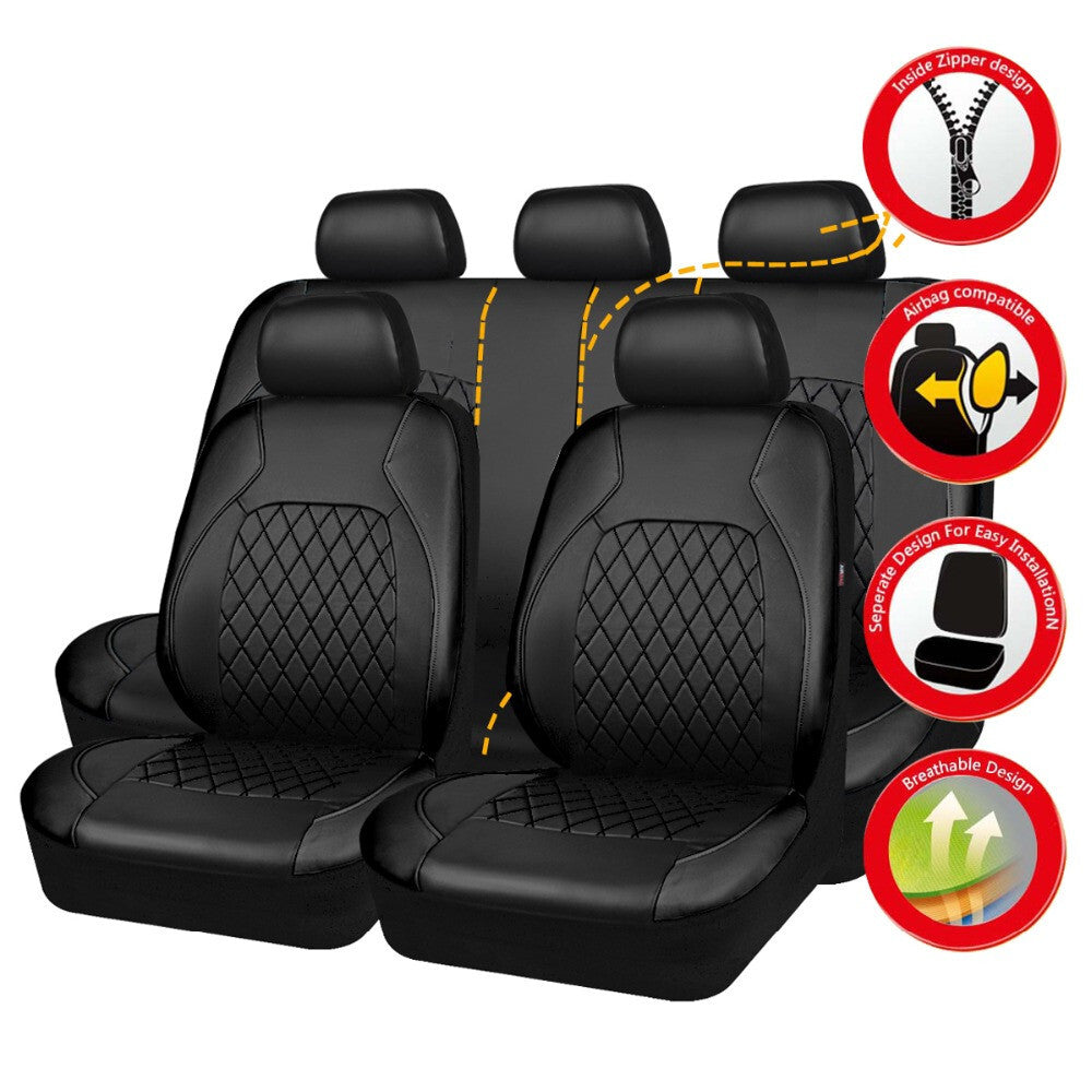 9x Car Full Surround for Seat Cover PU Leather Breathable Pad Fit for Honda Accord