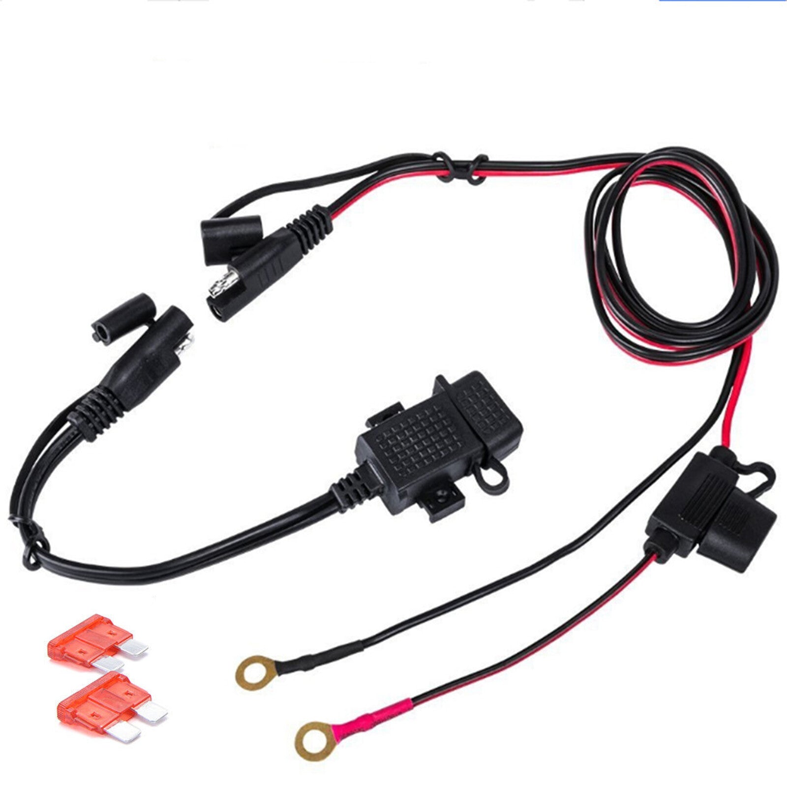 Motorcycle USB Charger Waterproof SAE to USB Cable Adapter Phone GPS Tablets F