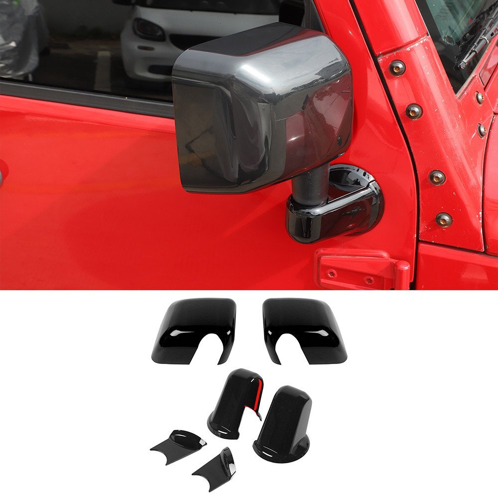 Kit for Jeep for Wrangler JK 2007-2017 Side Rearview Mirror  Base Cover ABS Black¡Á6