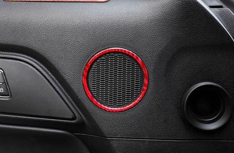 for Ford for Mustang for Shelby 2015-2022 Red Carbon Fiber Inner Door Horn Frame Cover