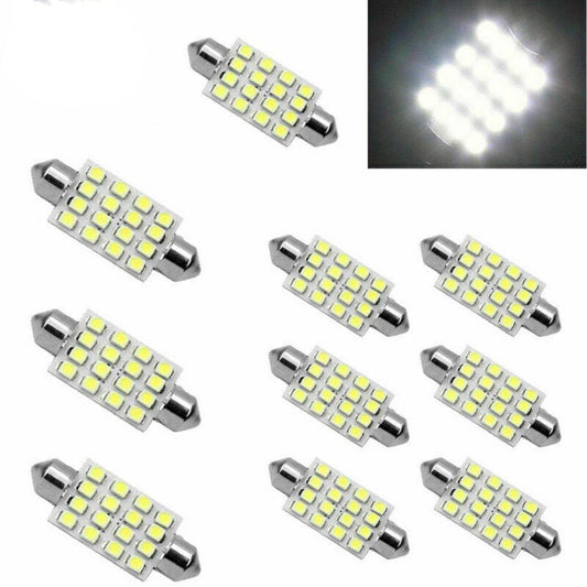 50X White 41mm 16SMD Car LED Festoon Dome Map Interior Cargo Light Bulb 211 578