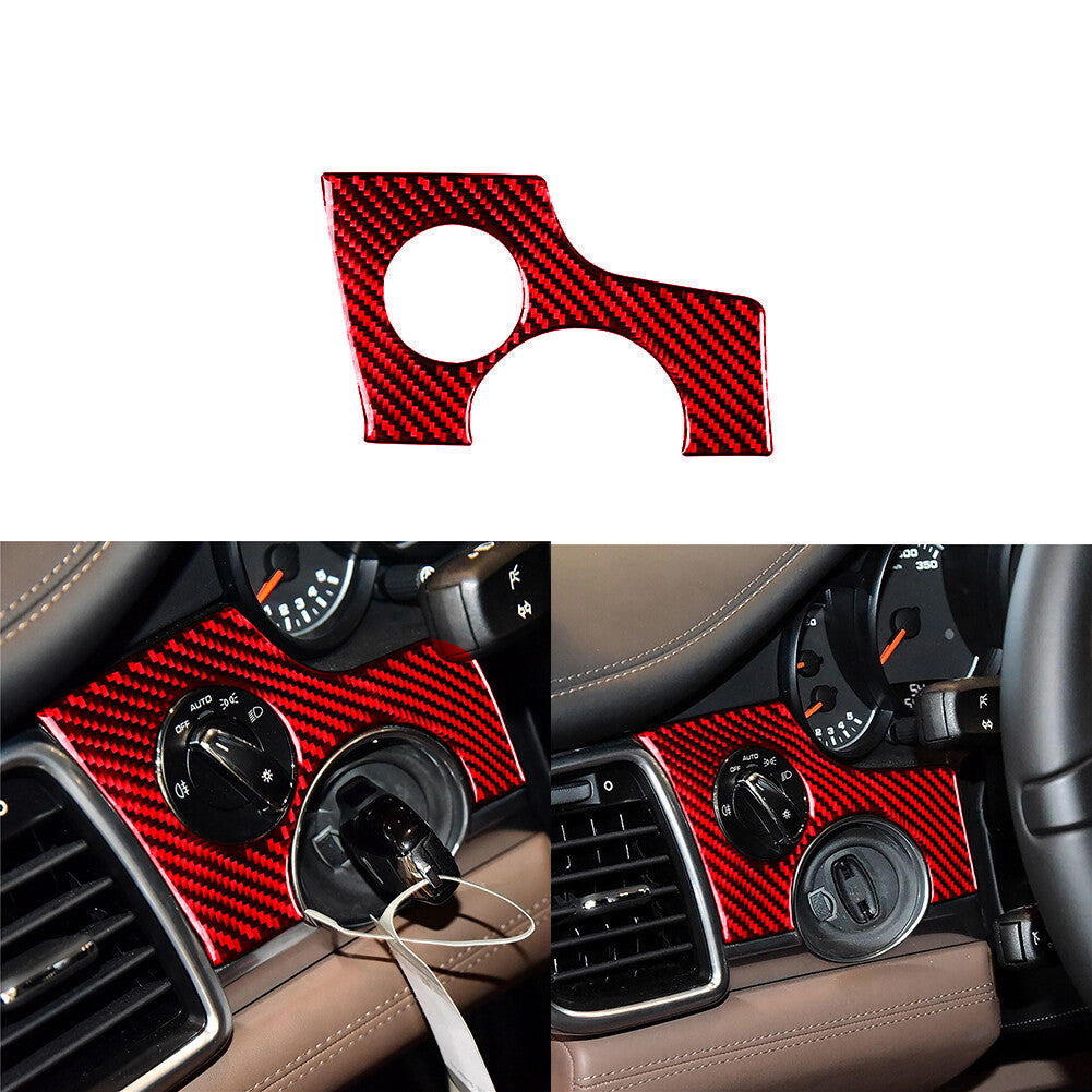 Red Carbon Fiber Key Hole Decorative Cover Trim for Porsche for Panamera 2010-2016