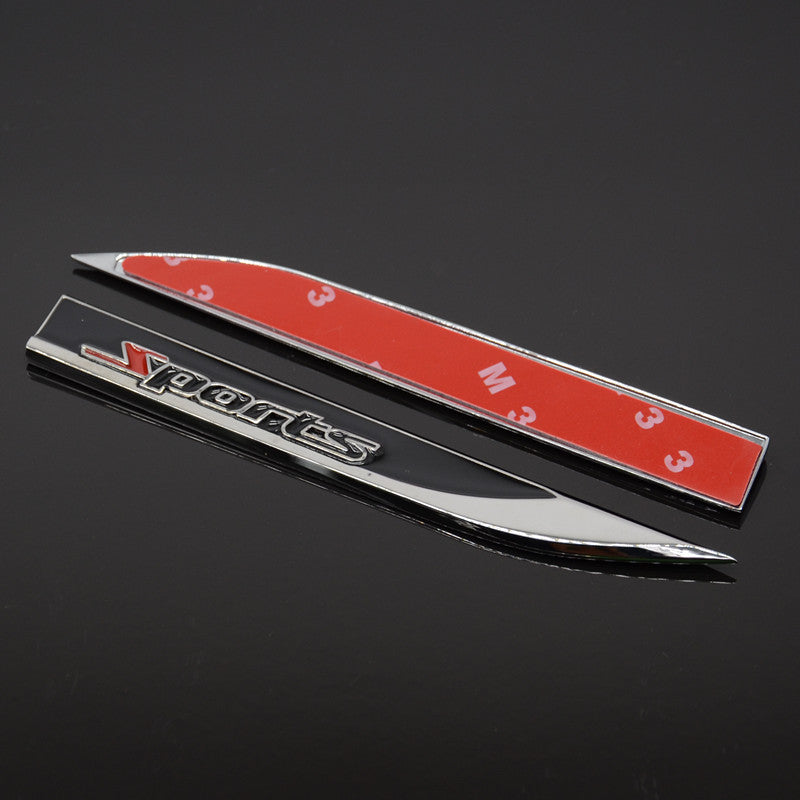 Metal Car Sticker Emblem Badge Decal Car Body Fender Black Sports Blade Dagger