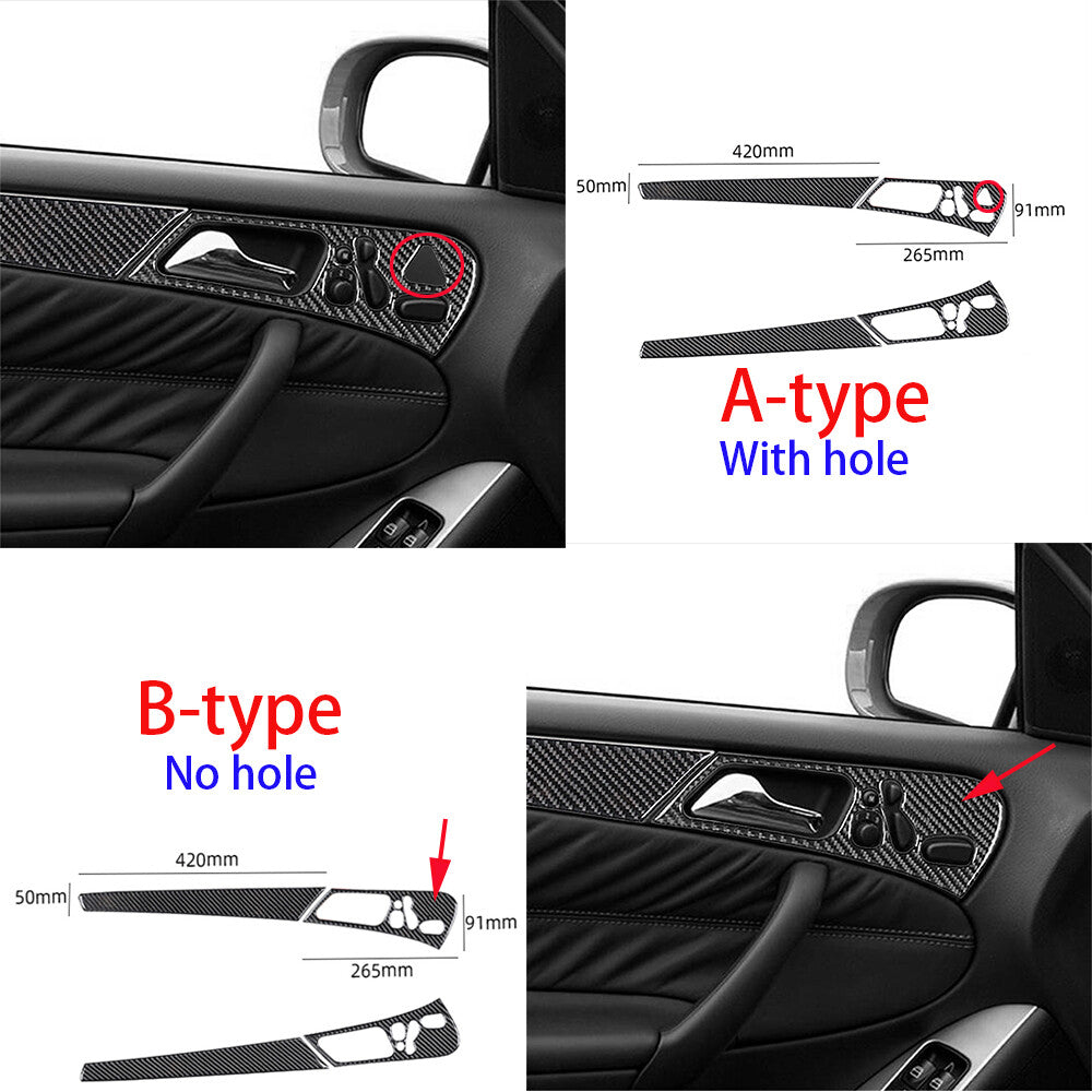 for Benz C Class W203 05-07 Carbon Fiber Interior Front Door Handle Panel Trim¡Á4