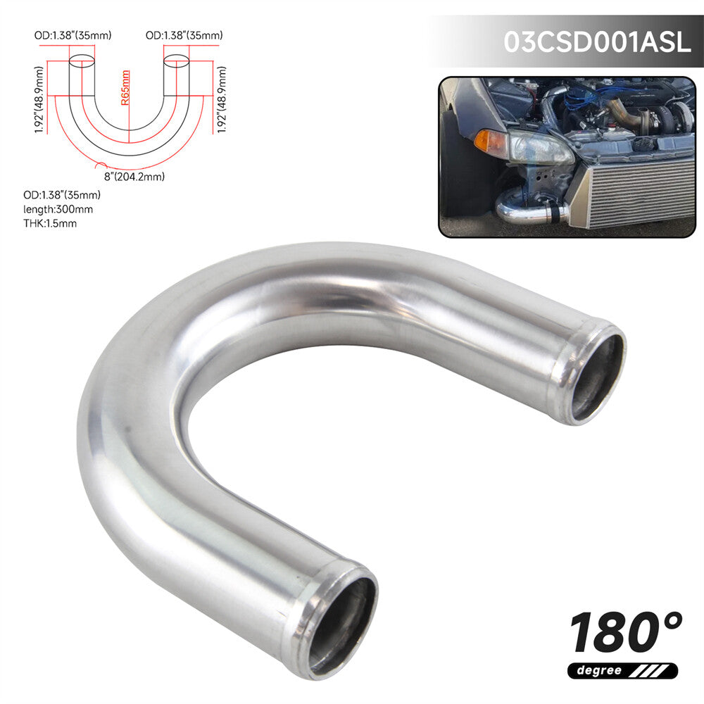 35mm 1.38 Aluminum Intercooler Intake Pipe Piping Tube hose 180 Degree Silver