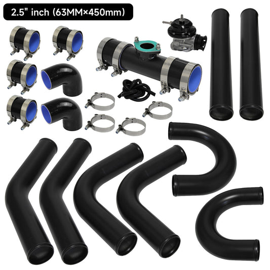 2.5 63mm Universal Intercooler Pipe Piping Kit + BOV Turbo Blow Off Valve Kit