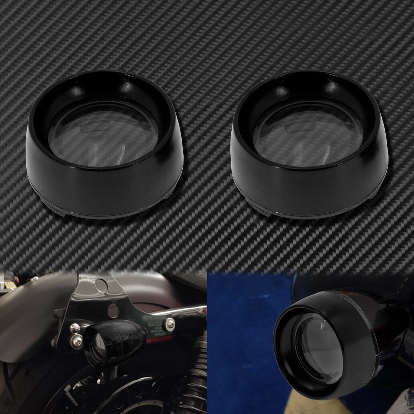 Gloss Gray Trim Ring Bullet Turn Signal Lens Cover Fit for Harley Softail Dyna